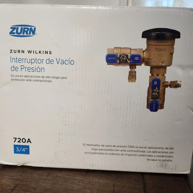 Zurn Wilkins 3/4" 720A Pressure Vacuum Breaker Assembly water pressure 150 PSI