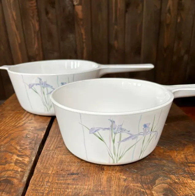 Set of 2 CorningWare Shadow Iris Pots