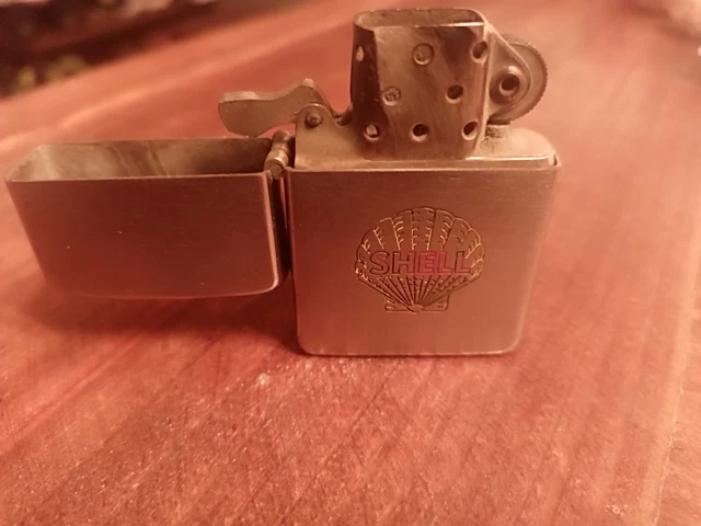 Vintage 1948-49 Zippo Lighter 3 Barrel Hinge Shell Oil Gasoline Advertising