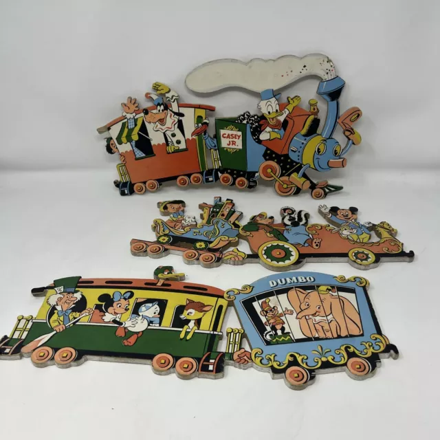 Vtg Disneyland Disney Characters in Train CASEY JR PIN UPS DOLLY TOY CO