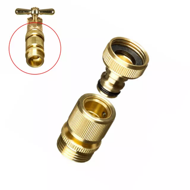 1 Set Garden Hose Quick Connector 3/4" GHT Brass Easy Connect Fitting Yard Tool