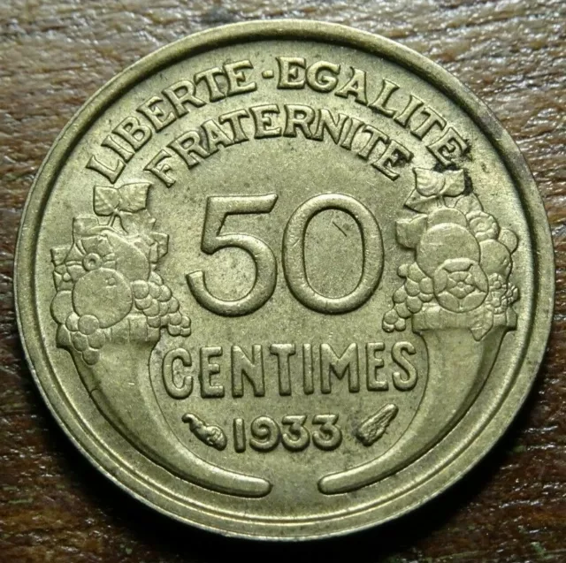50 Centimes / 1933 / Morlon (Bronze Alu) / 9 ouvert / Qualité SPL: Superbe