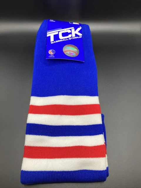 TCK Baseball Stirrup Socks Mens 300 Large Red, White, Blue USA Made CustomColors