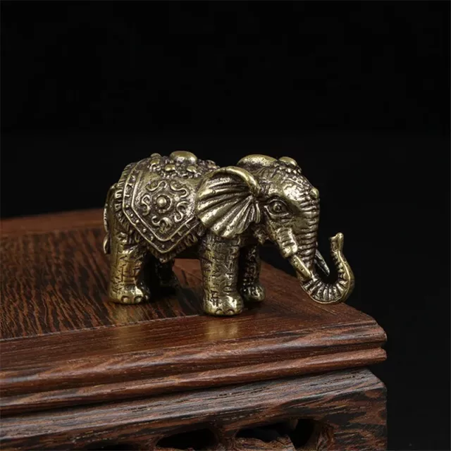 Reine Kupfer Mini Elefant Statue Retro Glücksbringer für Dekoration Sammlung