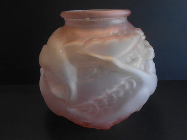 Vase Boule Art Deco / Cigognes / Stork