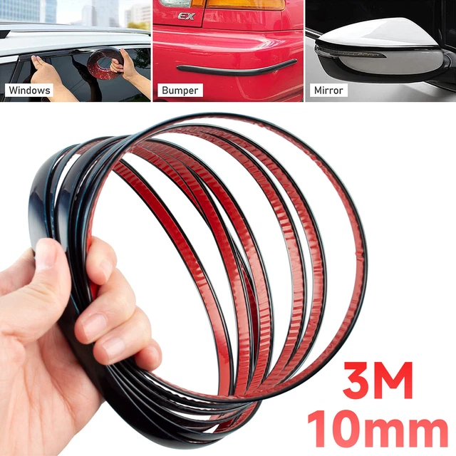 Car Side Door Black Chrome Strip Bumper Protector Trim Tape Sticker Accessories