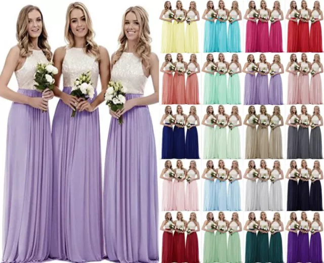 Lace Chiffon Long Bridesmaid Wedding Evening Formal Dresses Party Ball Prom Gown