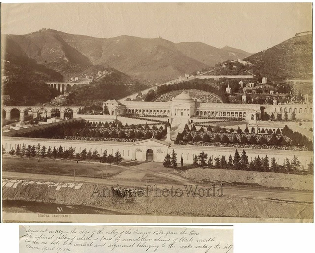 Genoa Italy Camposanto antique albumen photo by Noack