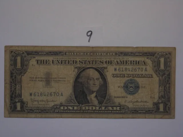 $1 Dollar 1957-B Lot #9 One Dollar Bill Blue Seal Silver Certificate Nice Note