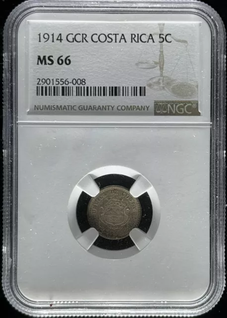 Costa Rica 5 Céntimos 1914 GCR MS66 NGC Nice