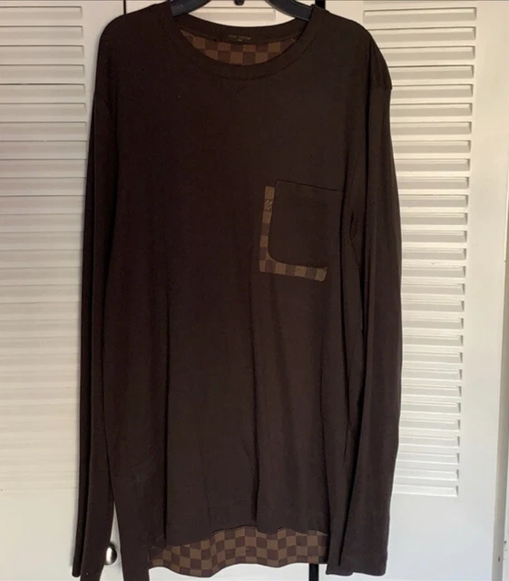 100% AUTHENTIC LOUIS Vuitton T-Shirt Damier Brown Ebene Short ...