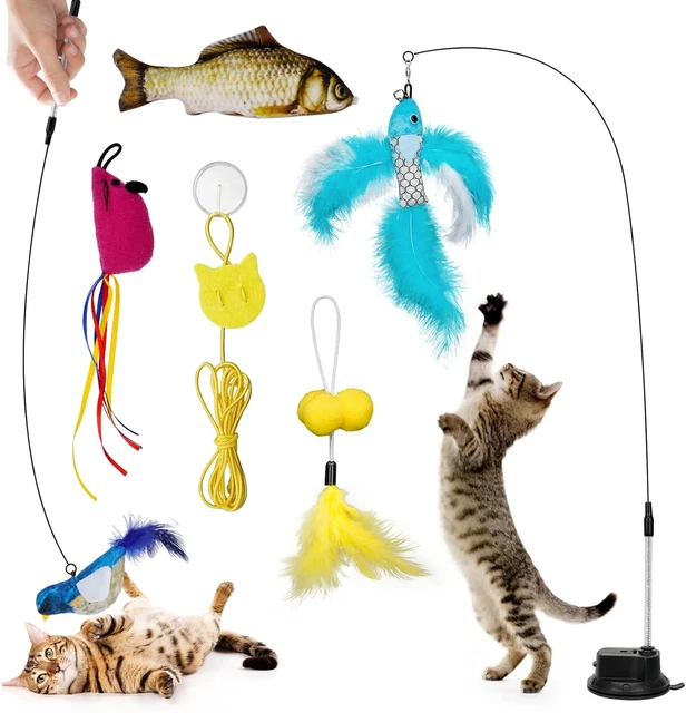 Gioco Per Gatti Con Ventosa - 7 Pezzi Interattivi Con Piume E Campanelli - Foto 13