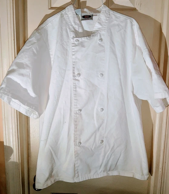 Men's Shirt Sleeve White Chef's Coat. Size Medium.
