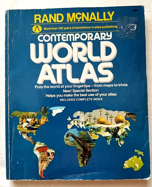 Vintage Rand McNally Contemporary World Atlas 1986, Paperback