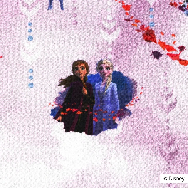Jersey Baumwolljersey Stoff FROZEN 2 Disney Anna & Elsa auf ROSA EUR 22,00/m