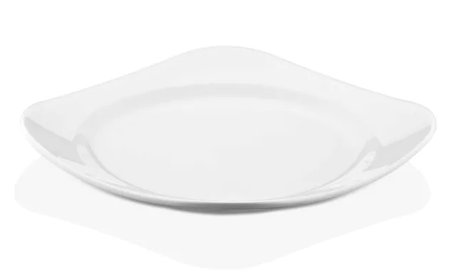 TemoWare Polycarbonate Curved Square Plate White Virtually Unbreakable Pack Of 6