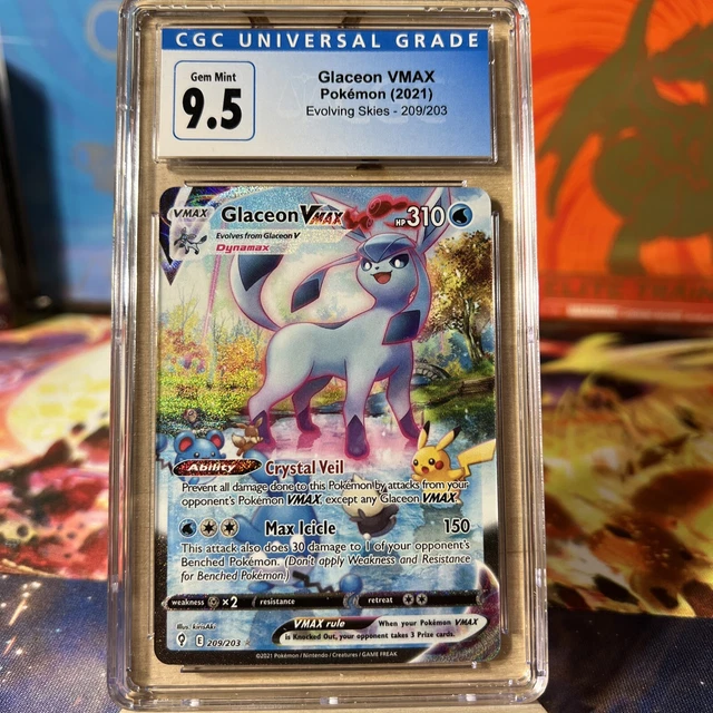 2021 Pokemon Evolving Skies Glaceon VMax Secret Rare #209/203 CGC 9.5 GEM MINT
