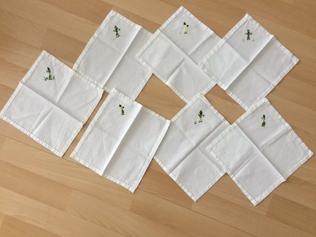 Serviettes de tables blanches brodées mains - Linge de maison