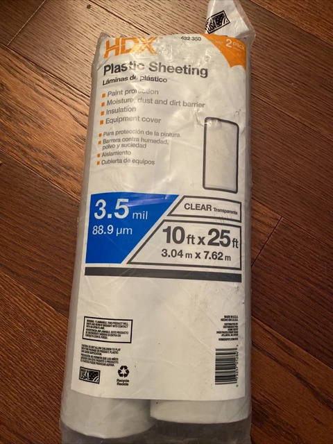HDX 10 FT. X 25 FT. Clear 3.5 Mil Plastic Sheeting (2-pack) Painting Cover Floor