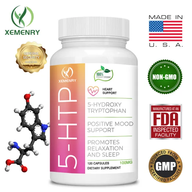 5-HTP (5-hidroxitriptófano) 100 mg - Apoyo para dormir, aliviar el estrés y la ansiedad