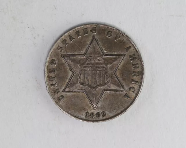 1862 Silver Three Cent 3C Coin