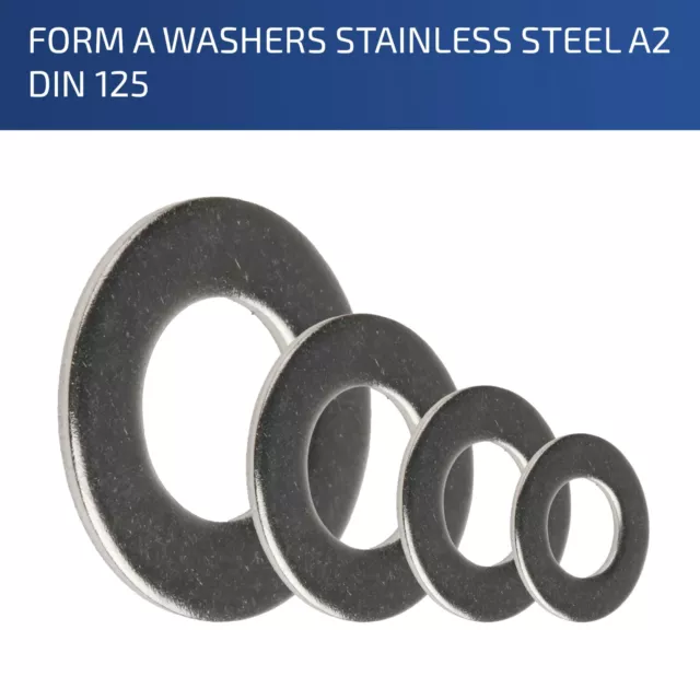 Form A Washers Thin Flat Stainless Steel M2 M2.5 M3 M3.5 M4 M5 M6 M8 M10 M12