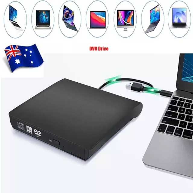 Slim External CD RW DVD Drive USB 3.0 Player Burner Writer For Laptop PC Mac HP