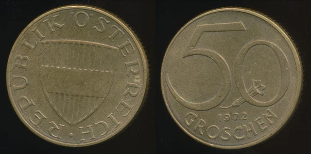 Austria, Republic, 1972 50 Groschen - Uncirculated