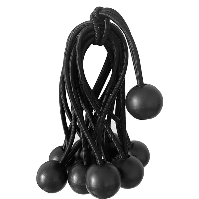 12pcs Camping Tent Binding Rope Outdoor Canopy Elastic Cords Strap (Black) FS2#