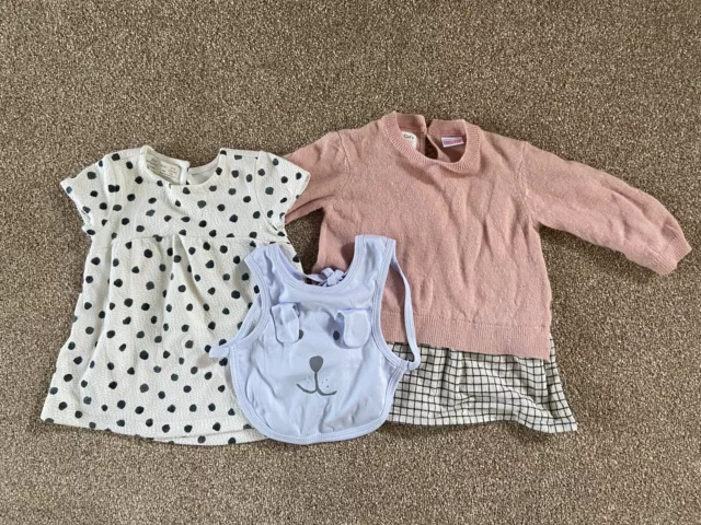 Zara Bundle 3-6 Months Girls 2 Dresses Bid Baby Pink Spotty