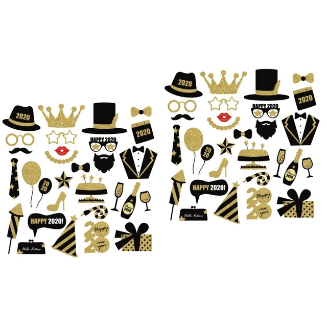 60 Pcs Accessoires Photo Bonne Année 2020 Décor De Photomaton Du Nouvel Noël