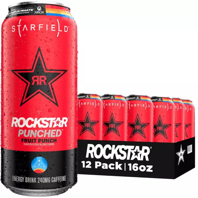 Rockstar Punched Energy Drink, Fruit Punch, 16oz Cans (12 Pack) (Packaging May V