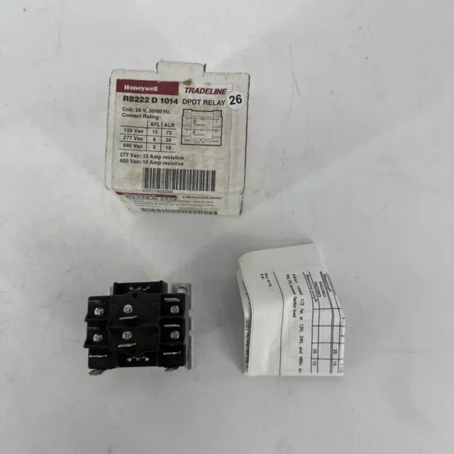 Honeywell R8222 D 1014 General Purpose Heavy Duty 24 Volt Switching Relay NOS