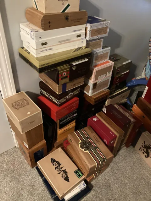 Lot Of 10 Random Wooden Cigar Boxes , Empty, wood