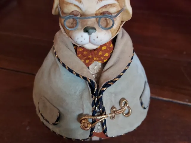 Vintage Adorable Rolypoly dog Ceramic Head, Stuffed Body.