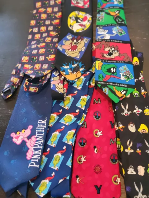 Lot 7 Disney Neck Ties Disney Taz Looney Tunes Mickey Pink Panther Grinch Pooh Lot 7 Disney Neck Ties Disney Taz Looney Tunes Mickey Pink Panther Grinch Pooh