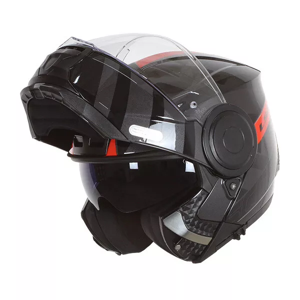 Ls2 Casco Modulare Commuter Scope Hptt Ff902 Hamr Rosso Nero Lucido Apribile