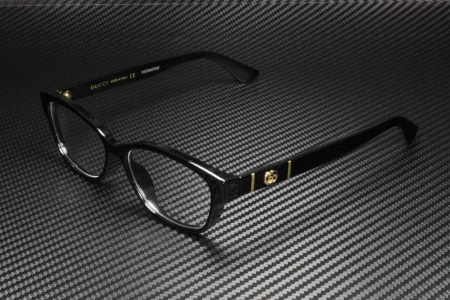 GUCCI GG0639OA 001 Rectangular Squared Black Gold 53 mm Women's Eyeglasses