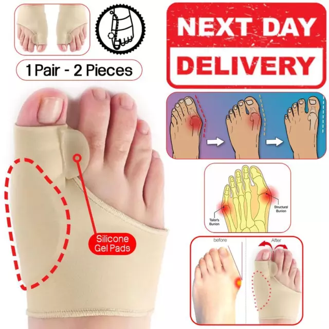 2pcs Big Toe Bunion Corrector Straightener Bunion Pad Fabric Gel Protect Hallux