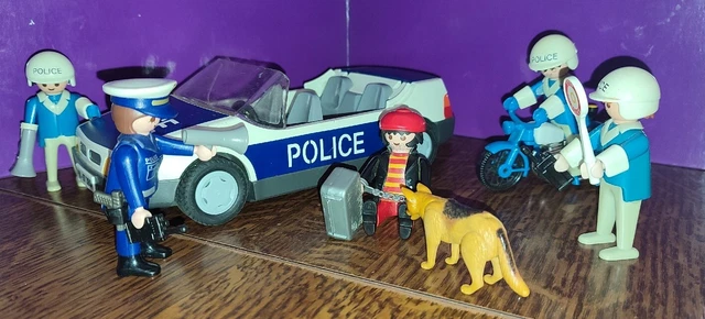 Set Playmobil Vintage Police 3136 De 2004 - Comprend Policier, Chien, Voleur, Valise, Occasion