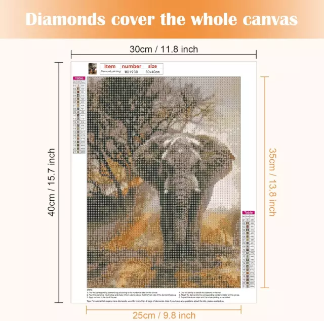 Diamond Painting Erwachsene Elefant, 5D Diamant Painting Bilder Erwachsene Tiere 3