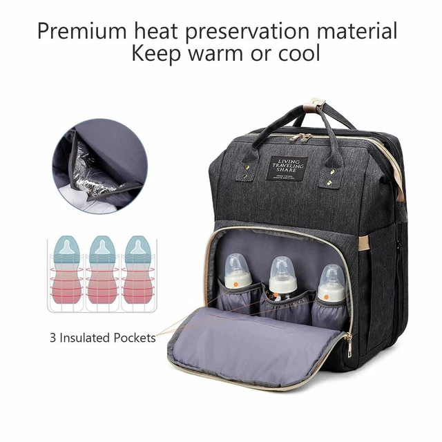 Diaper Bag Backpack, 3 in 1 Changing Station, Foldable Travel Bag with Bassinet 2