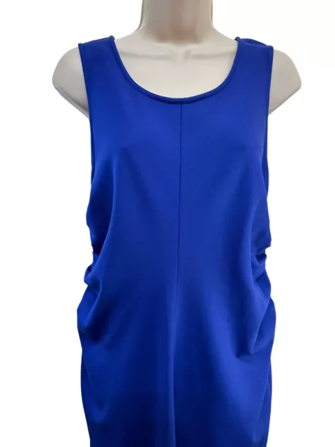 Armani Collezioni Blue Side Ruched Sleeveless Dress SZ 10 2