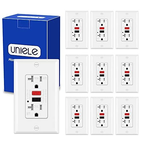 Paquete de 10 salidas de receptáculo UNIELE 20 amperios GFCI exteriores resistentes a la intemperie WR GFI...
