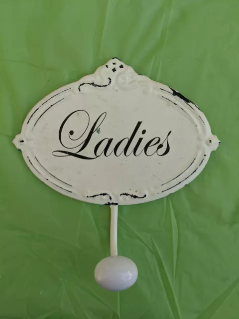 Vintage-looking Metal Door Hook "Ladies"