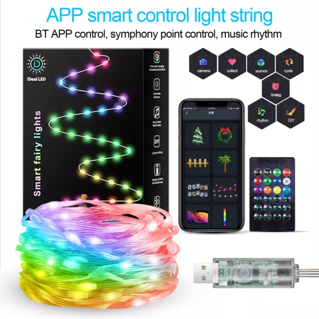 Smart APP Control Fairy String Light 5M/10M/20M 50/100/200LED Copper Wire Lights