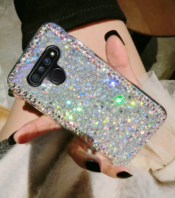 Women Glitter Sparkle Bling Shockproof Diamond Rubber Soft Phone Back Case Cover