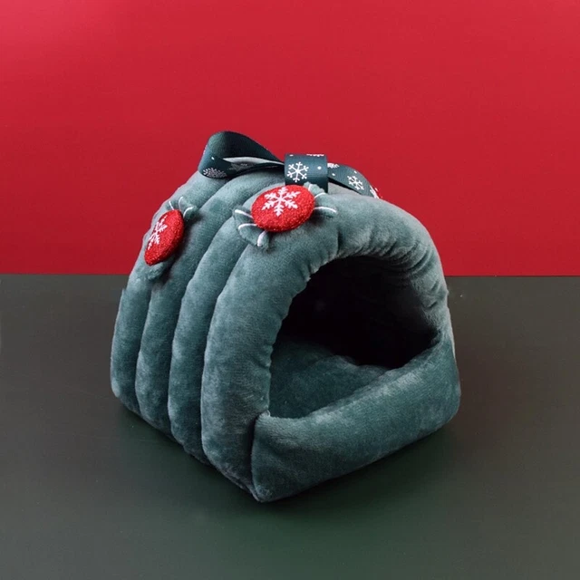 Piccolo letto caldo peluche casa nido di Natale per aliante zucchero furetto criceto