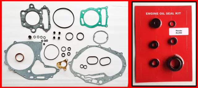 Honda XL250 Engine Gasket & Oil Seal Kit 1974 1975 1976 250 Rebuild Set 250