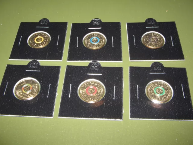 UNCIRCULATED 5x COLOURED $2 DOLLAR OLYMPIC @ 1X PARALYMPIC COINS IN 2X2 HOLDERS.